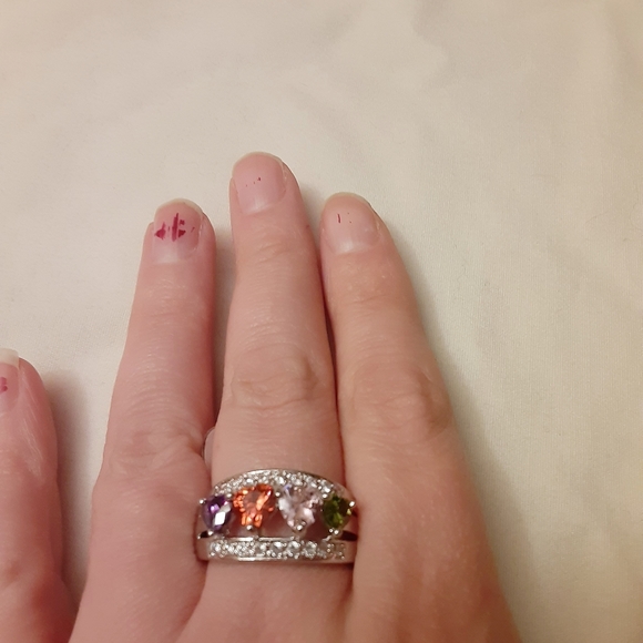 Multi-Colored sterling silver ring size 10 - Picture 5 of 6